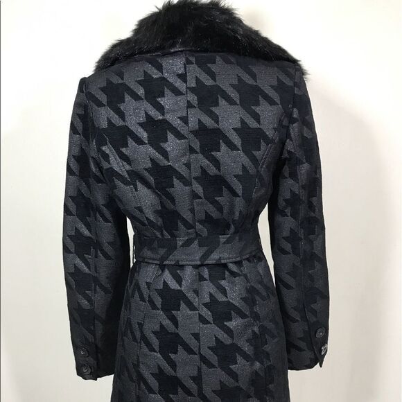 Black and metallic hounds tooth trench coat - Picture 4 of 10